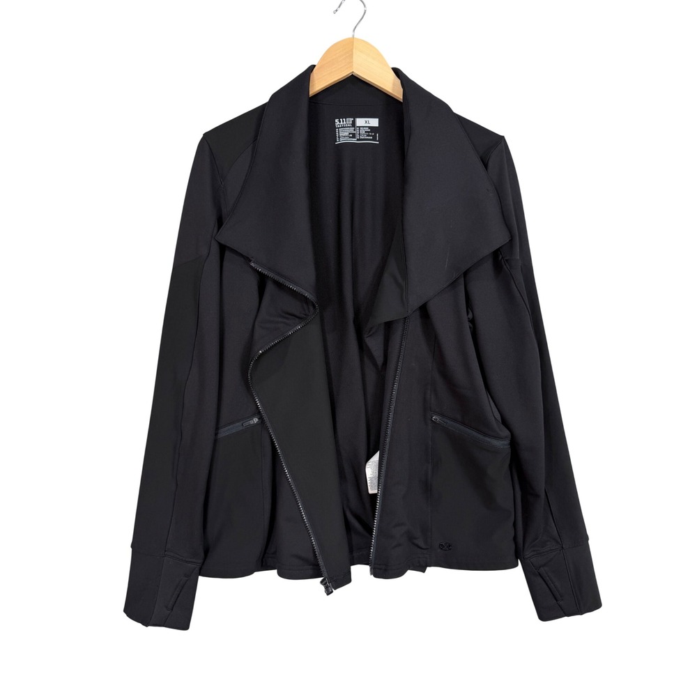 5.11 Tactical Moto Jacket Women XL Black Asymmetrical Zip Performance 66011-019 - Picture 2 of 10
